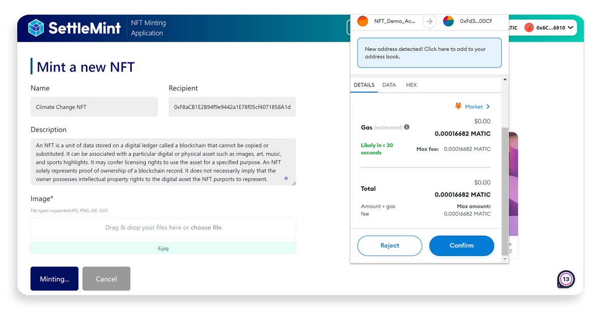 SettleMint - NFT minting and management system