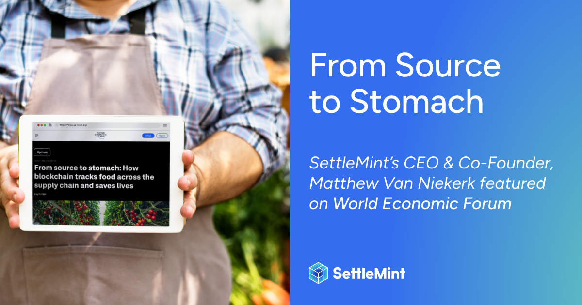 Banner showing a tablet with the 'From Source to Stomach' article on World Economic Forum