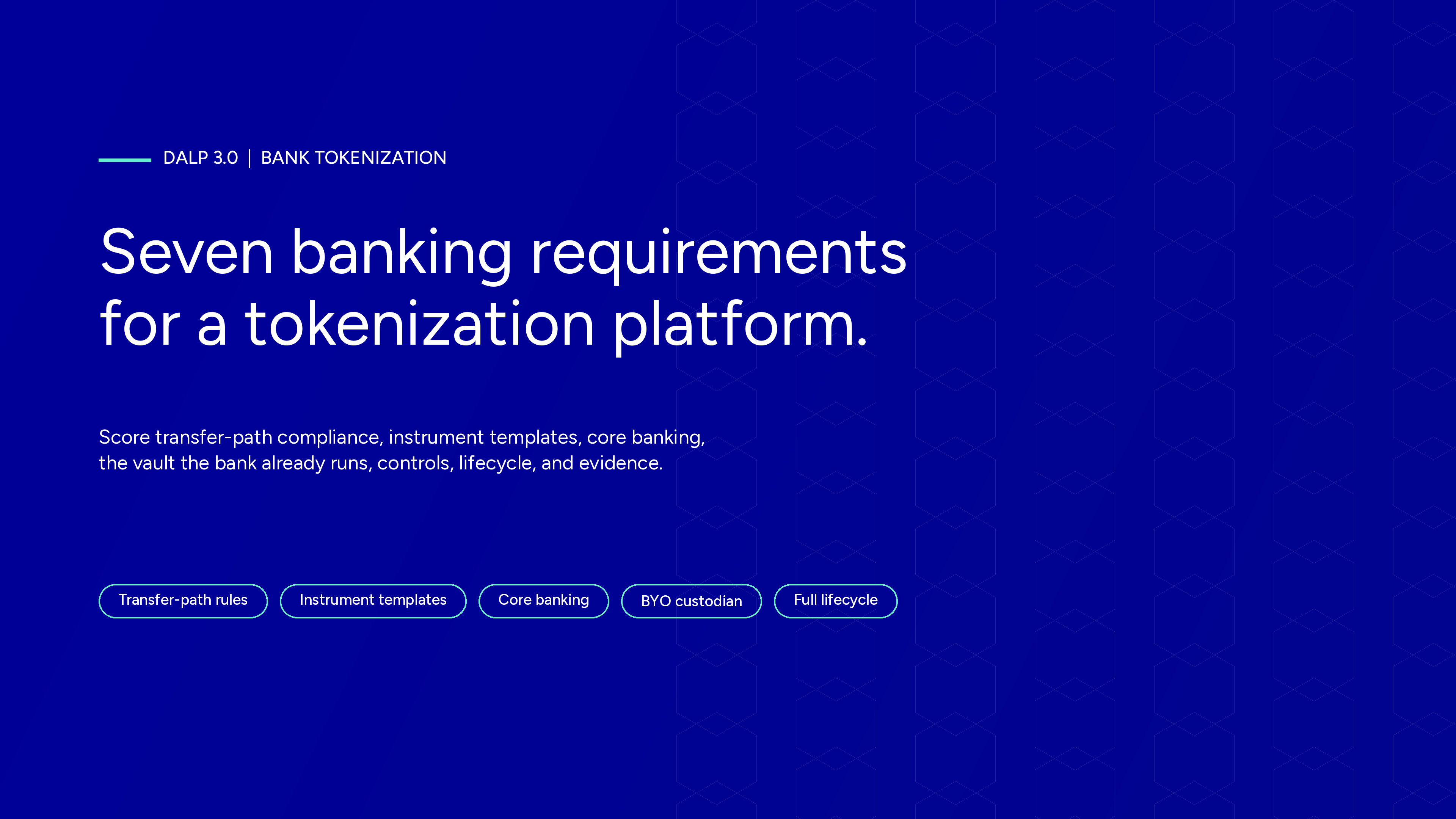 Key banking requirements for tokenization platforms