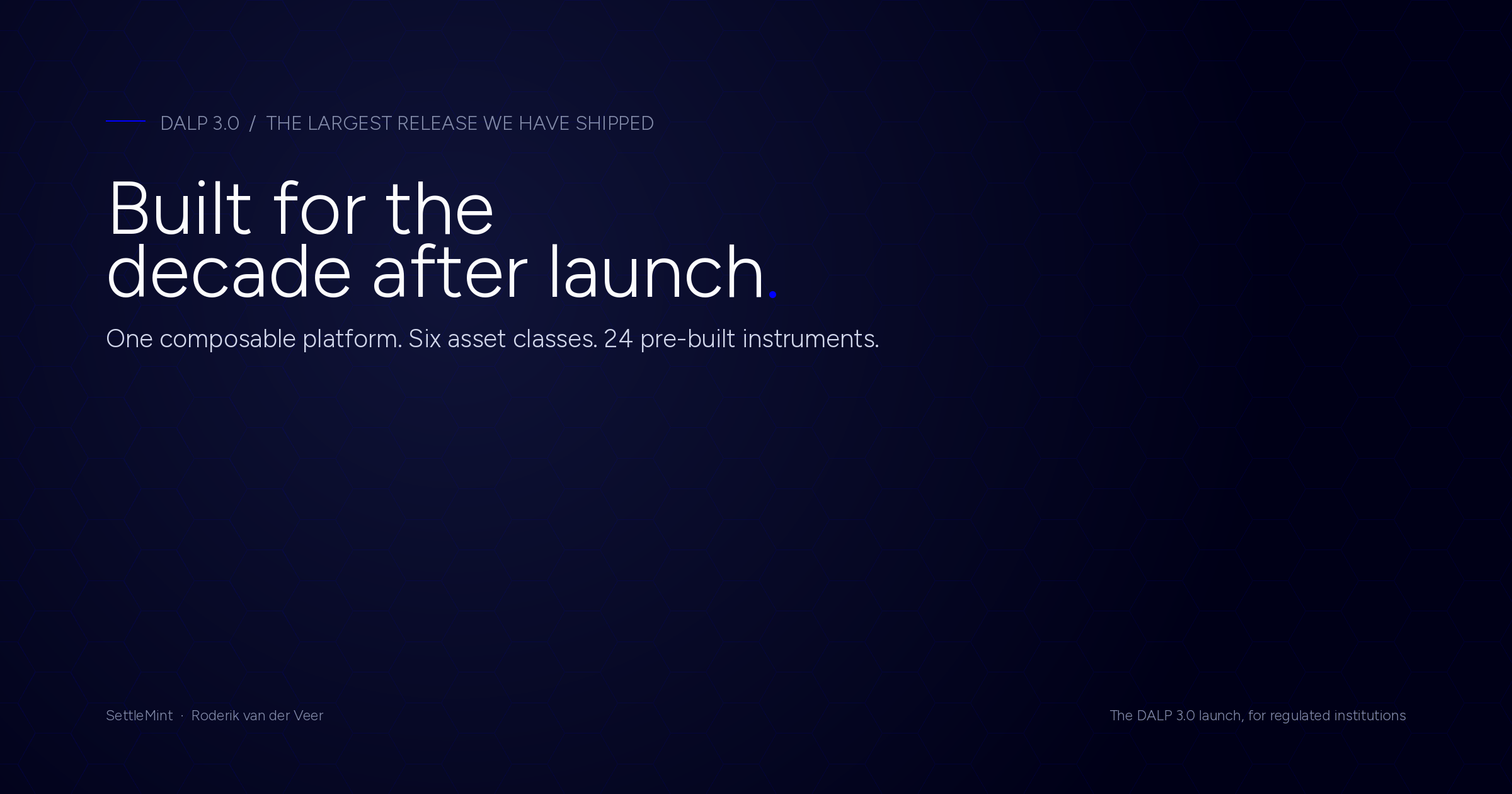 DALP 3.0: built for the decade after launch. One composable platform, six asset classes, 24 pre-built instruments.