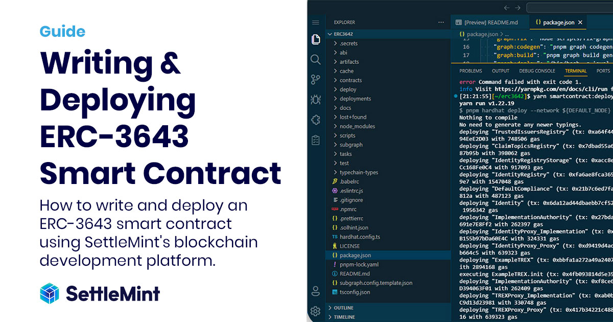 In this guide, we will walk you through how to write and deploy an ERC-3643 smart contract using SettleMint's blockchain development platform.